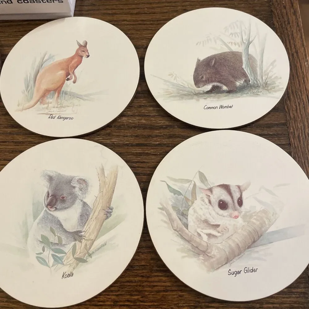 New Jason Round Coasters Australian Animals Set of 6 NOS New Zealand Cork